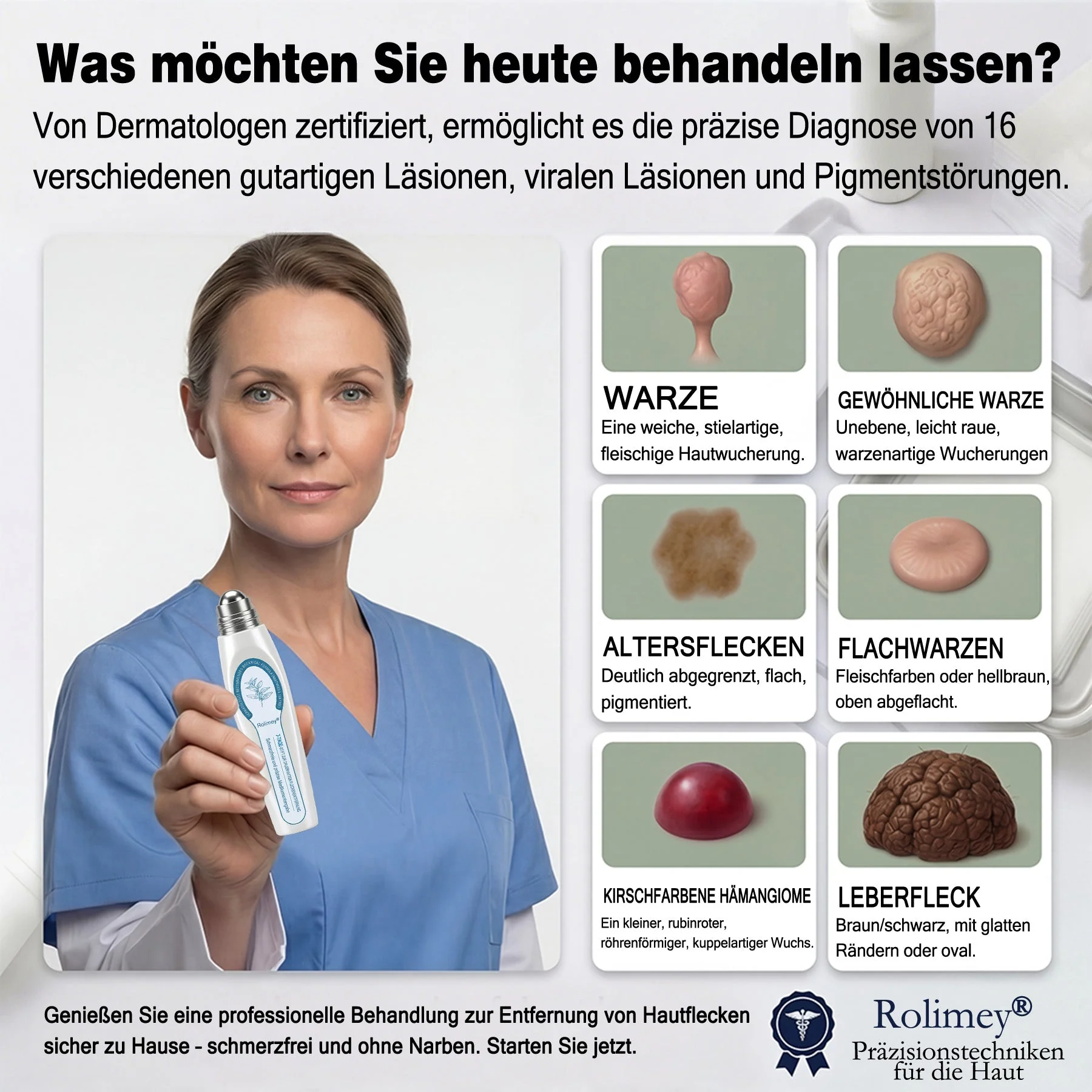 Rolimey® 7-Tage Tag- & Spot-Entferner🧬 (𝐙𝗲𝗿𝗼 𝐏𝗮𝗶𝗻, 𝐙𝗲𝗿𝗼 𝐒𝗰𝗮𝗿𝘀 Roll-On) ✅ Geeignet für: Hauttags, Flecken, Muttermale, Warzen, Blasen, Ekzeme, Schuppen, Hautkeratosen, Akne, Hautwucherungen, Narben, Geburtstagsmale 👩‍⚕️ - Image 4